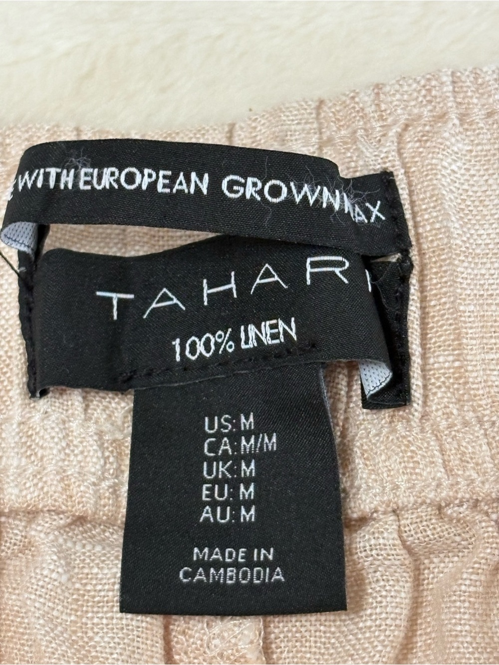 NWT Tahari Tan Wide Leg Linen Crop Pants Size M Pull on Elastic Waist - Picture 3 of 9